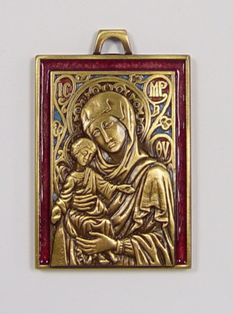 Plaquette - Madonna met kind (rood)