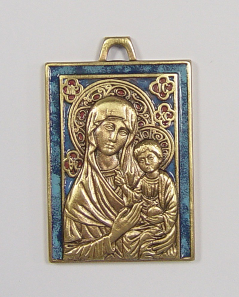 Plaquette - Madonna met kind (blauw)