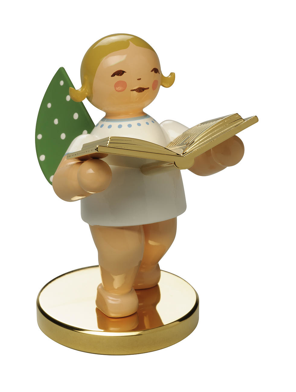 Engel met gouden boek en voetje - blond