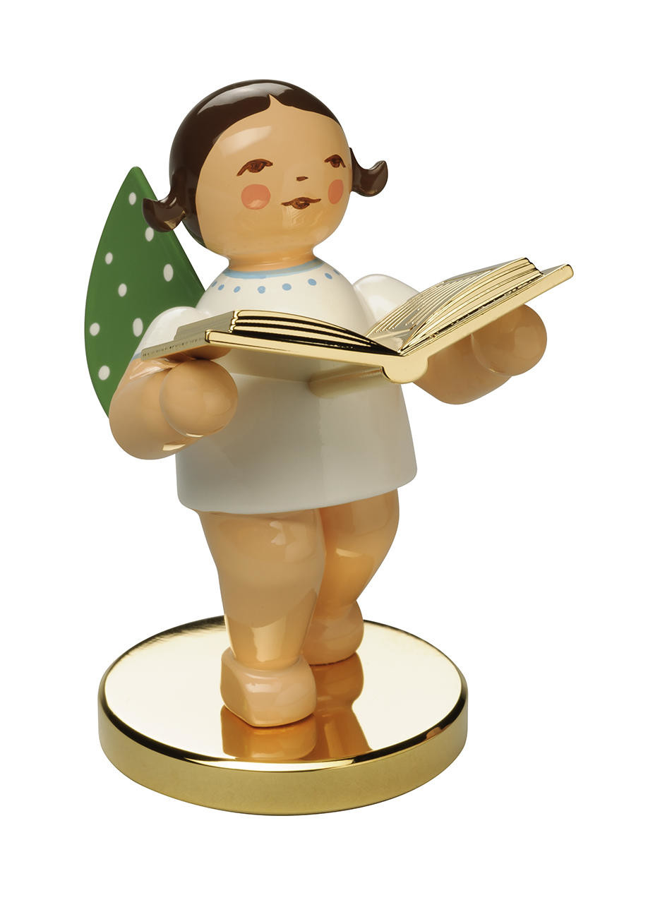 Engel met gouden boek en voetje - donker