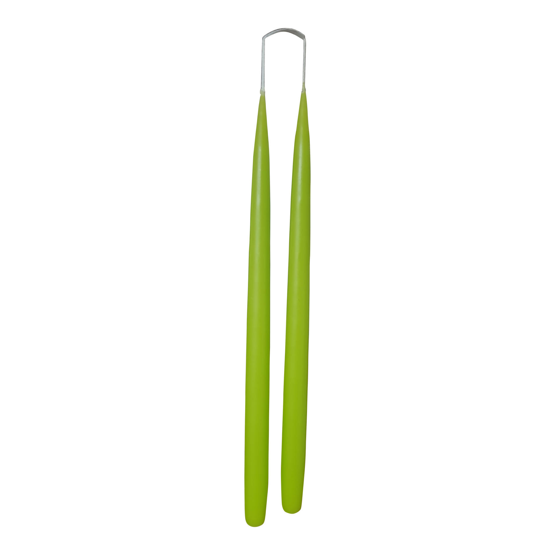 Tweelingkaarsen licht groen - 36 cm