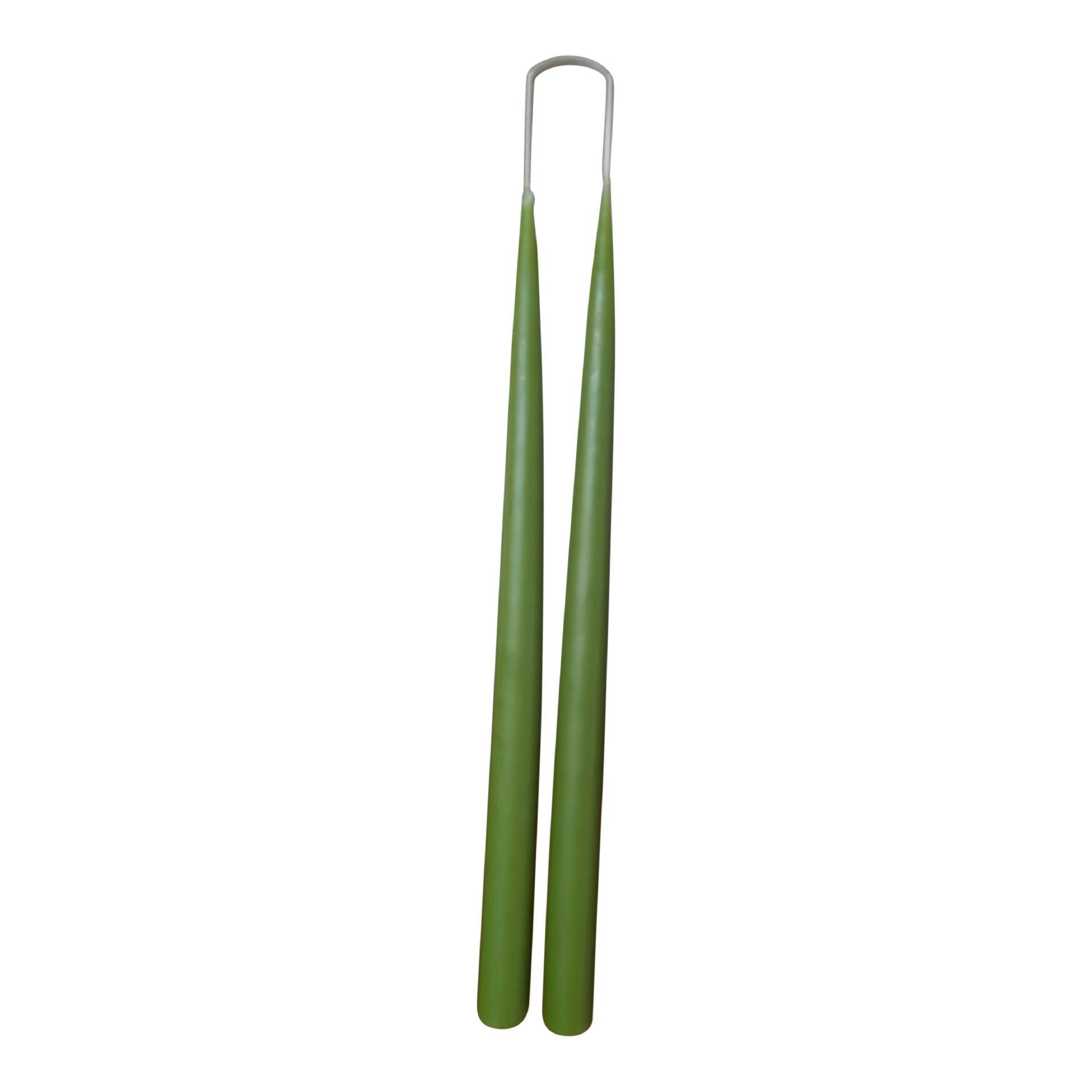 Tweelingkaarsen groen - 36 cm