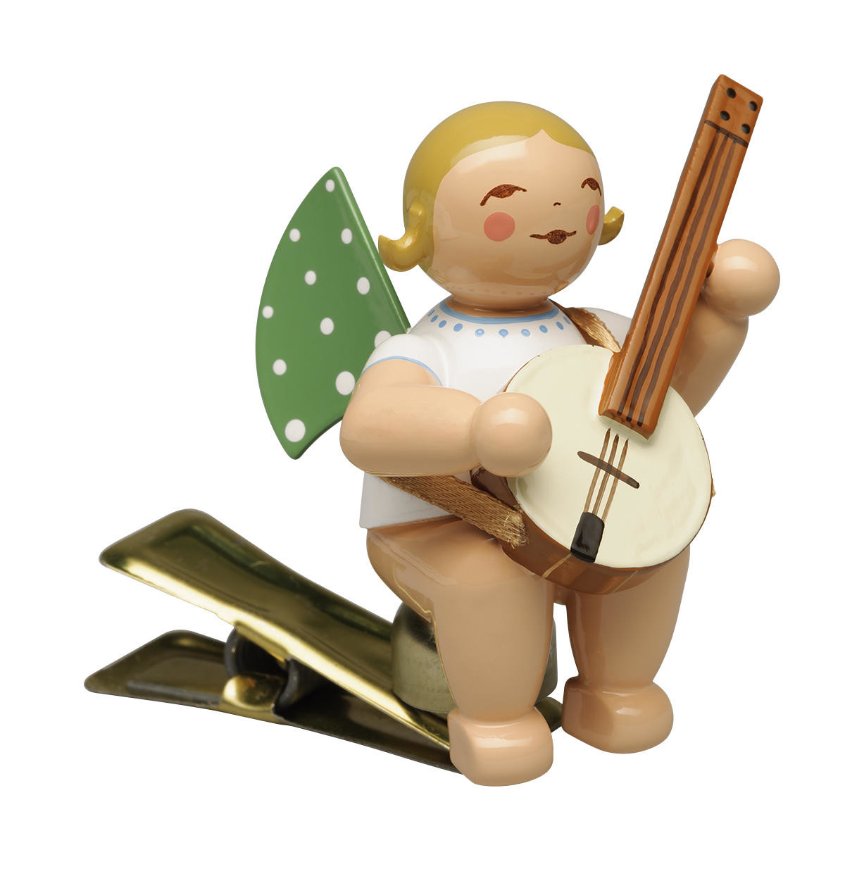 Engel met banjo - knijper (blond)