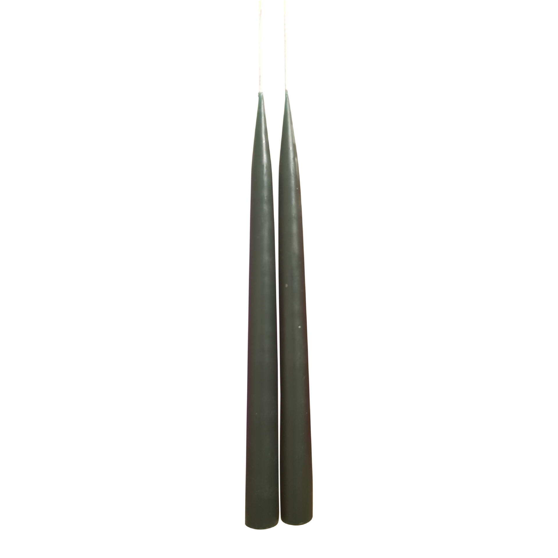 Tweelingkaars donker groen - 25 cm