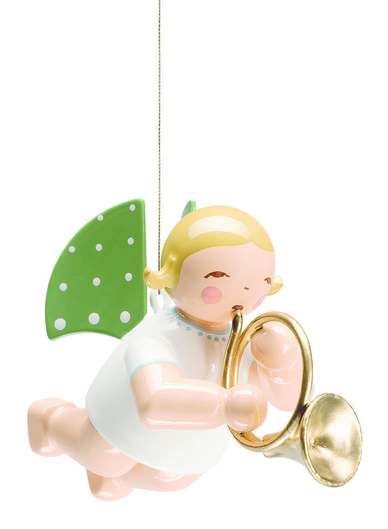 Engel met waldhoorn - hangend (blond)