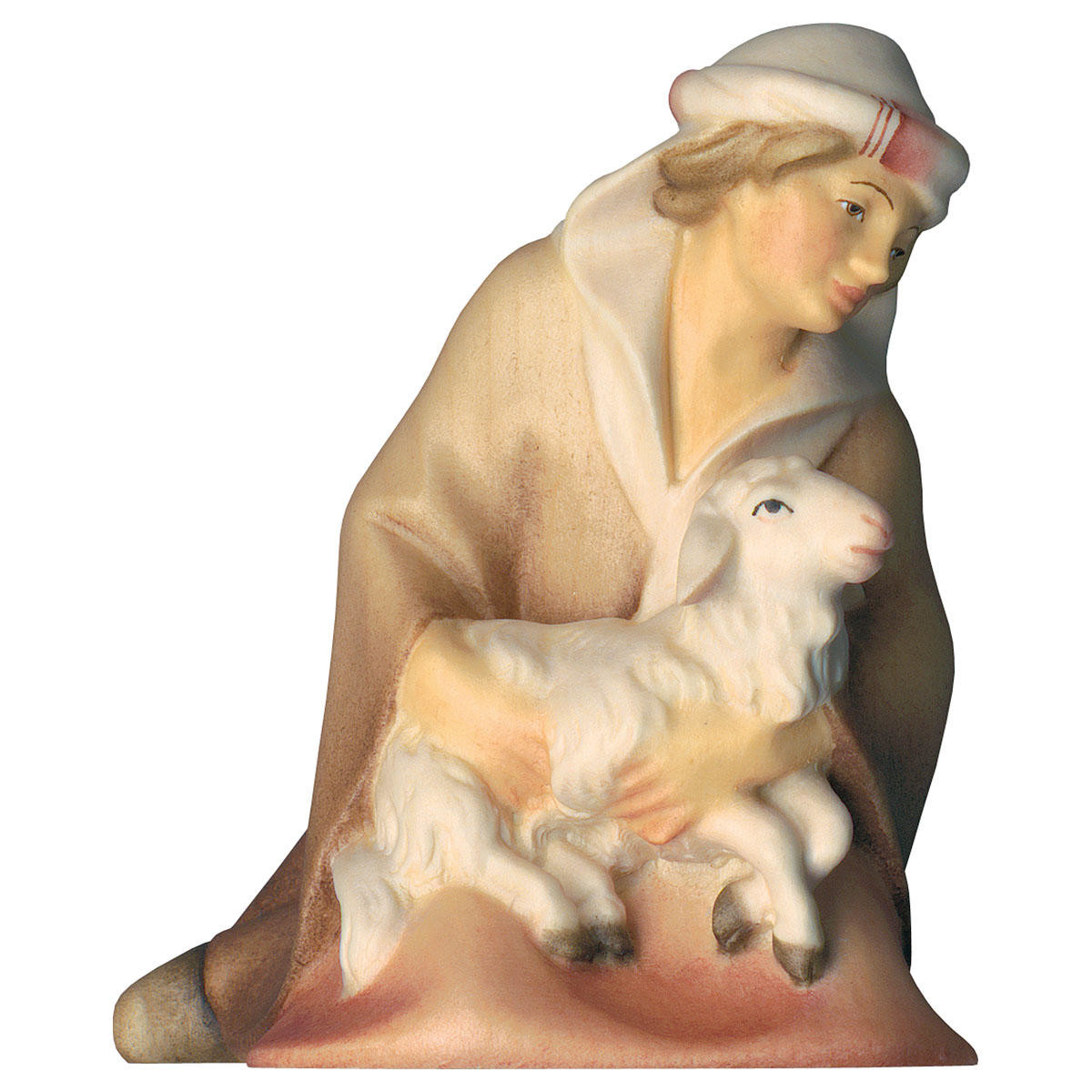 Kom Kerstgroep - Knielende herderin met schaap