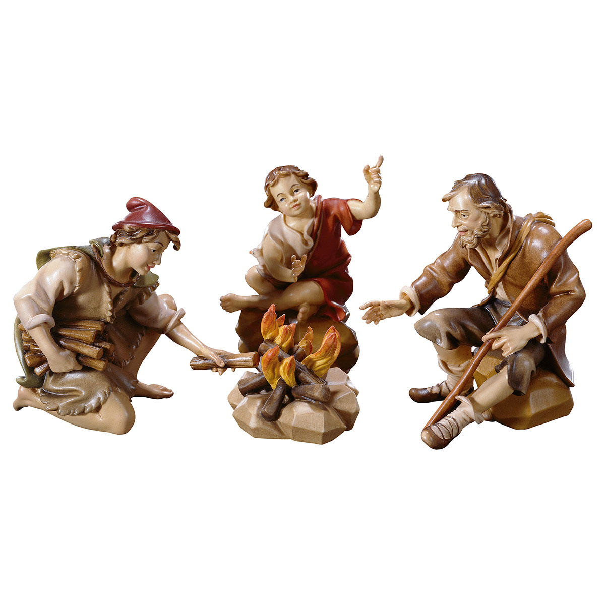 Hirt Kerstgroep - Drie herders bij het vuurtje