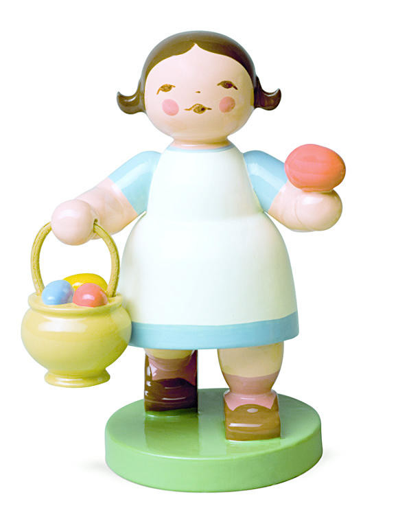 Meisje met mandje met eieren