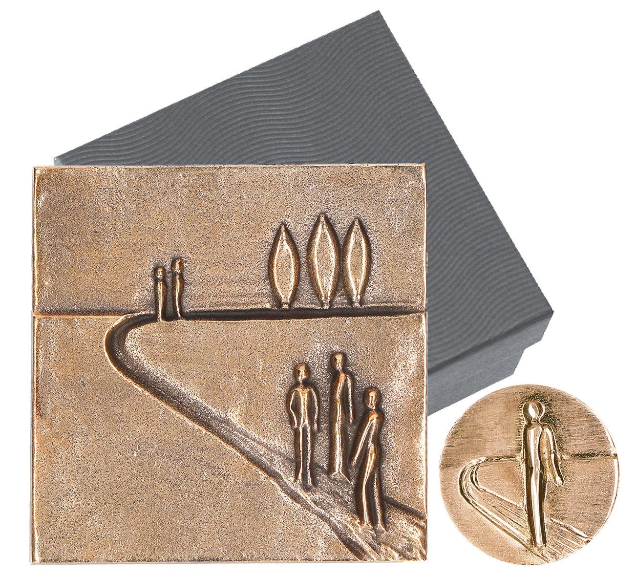 Bronzen plaquette - onderweg