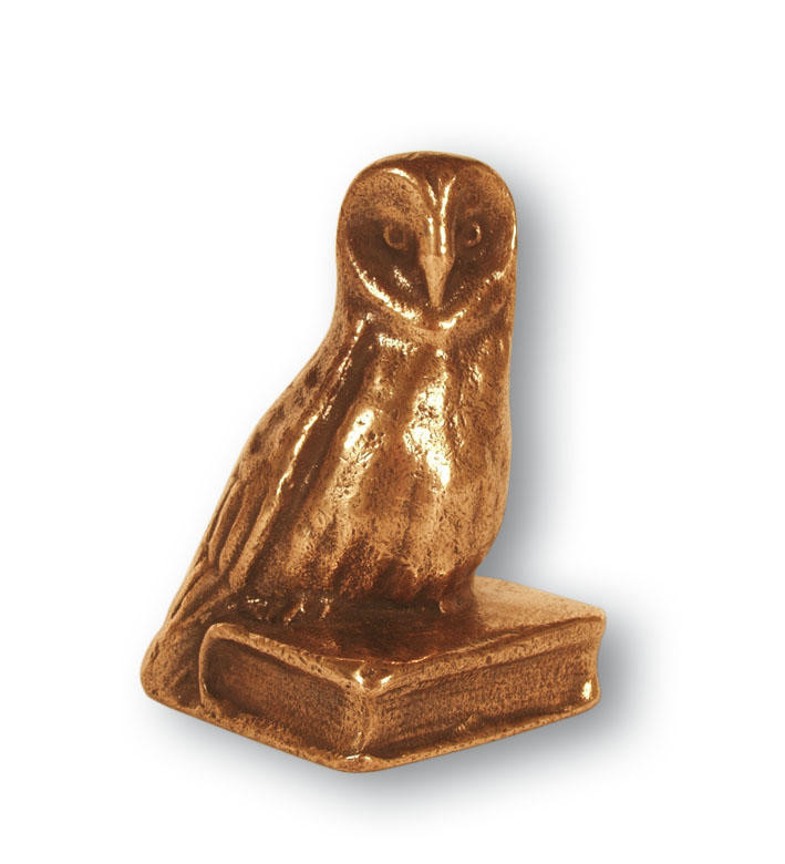 Bronzen uil - zittend op boek