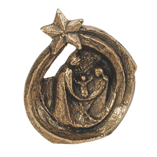 Kerstgroepje brons  met ster - 9 cm