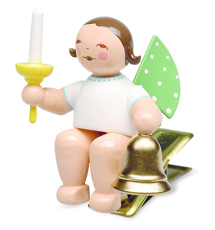 Engel met kerstbel en kaars - knijpertje