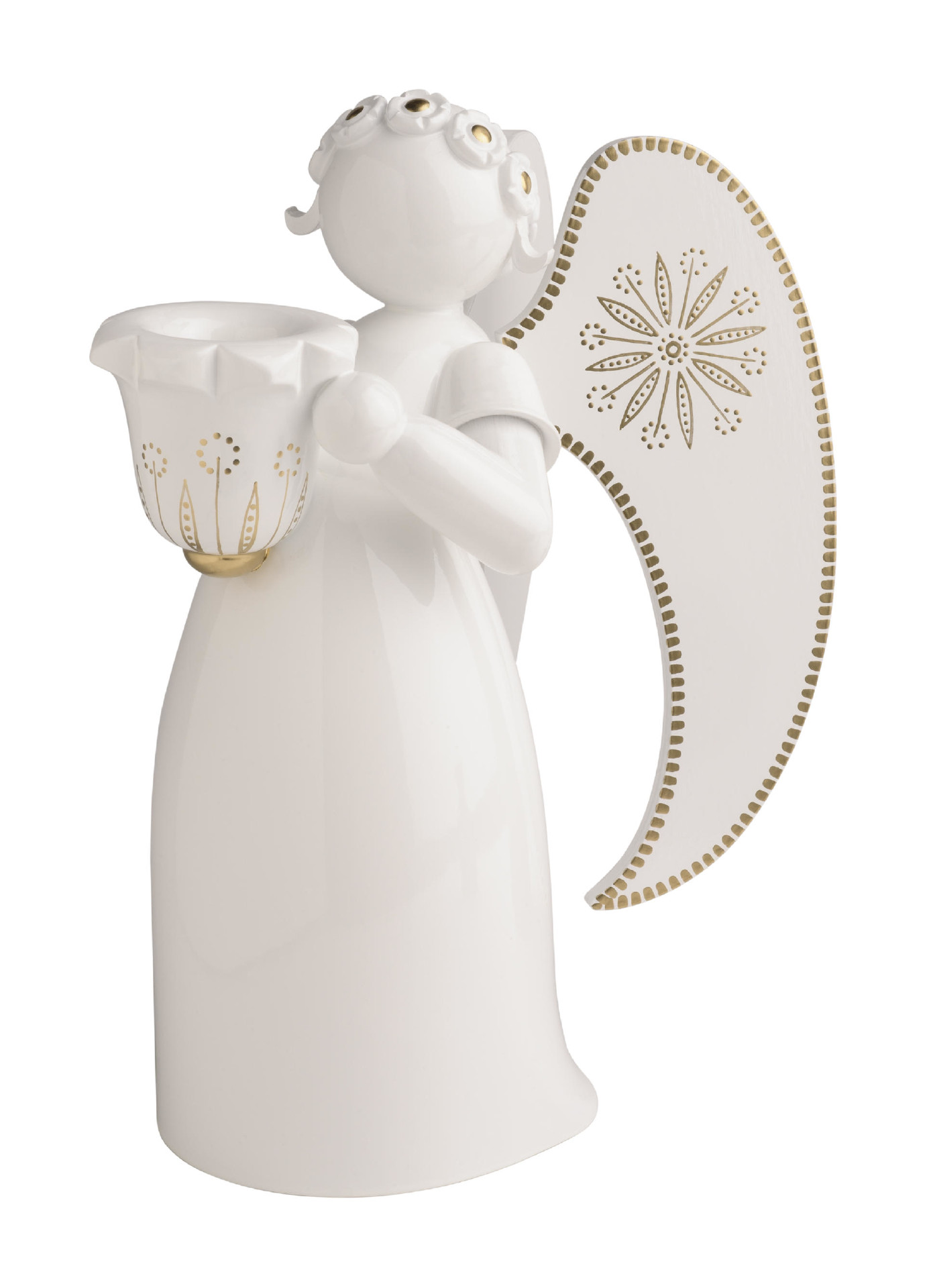 Engel wit/goud met kelk - 17 cm