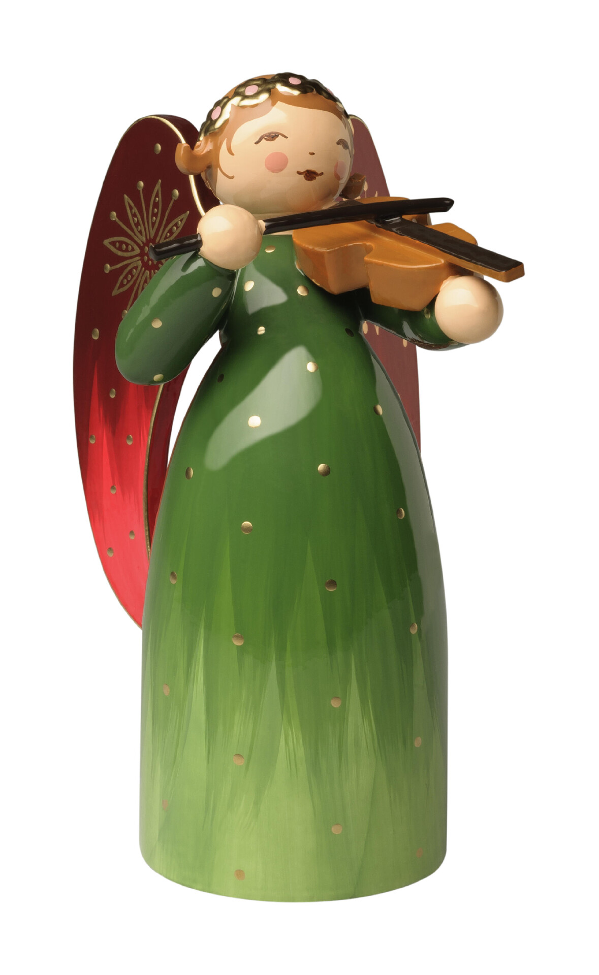 Engel met viool - 8,5 cm groen