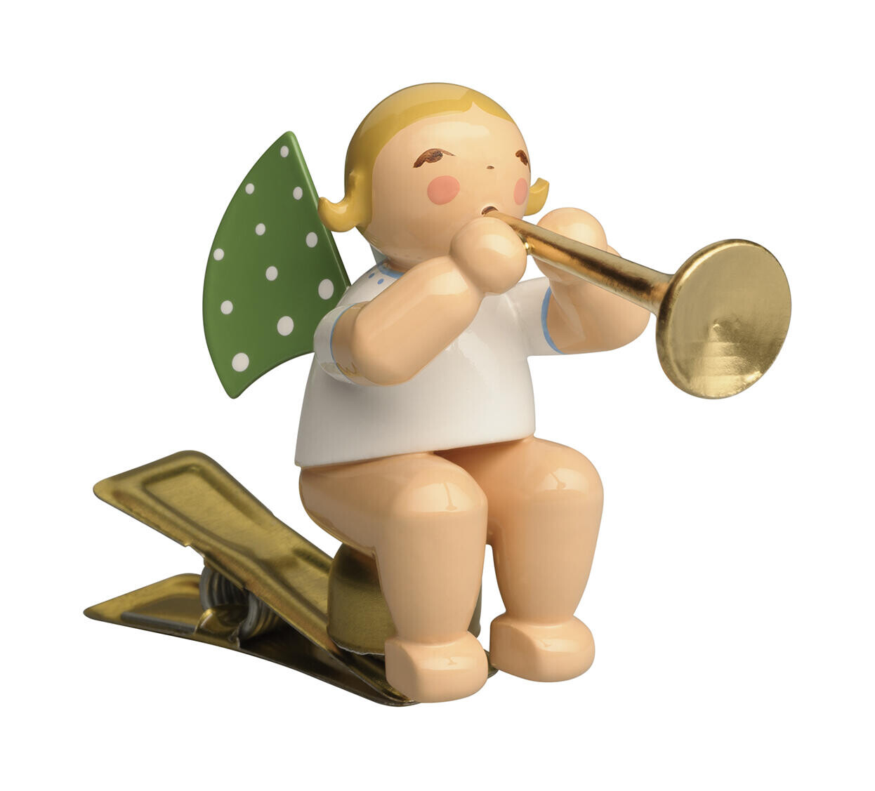 Engel met fanfare trompet - knijpertje (blond)