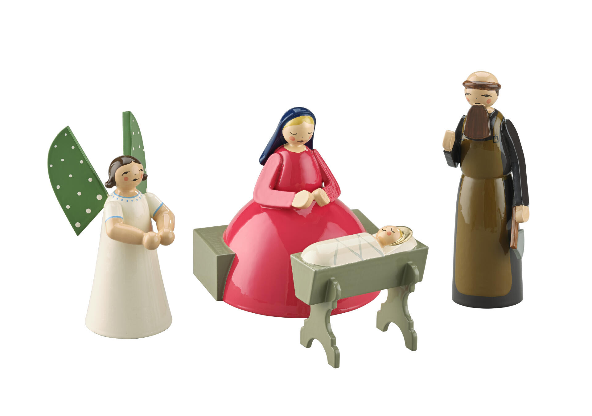 Kerstgroepje - Jozef, Maria en Jezus met Engel
