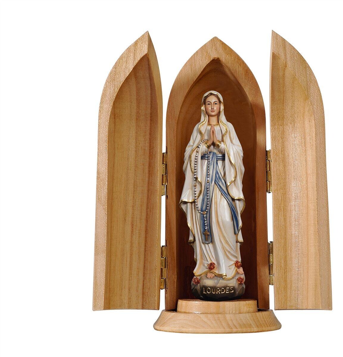 Drieluikje hout - Maria van Lourdes