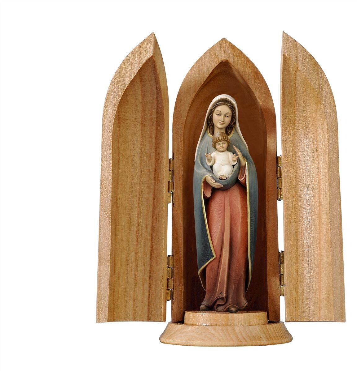 Drieluikje hout - Maria met kind (midden)