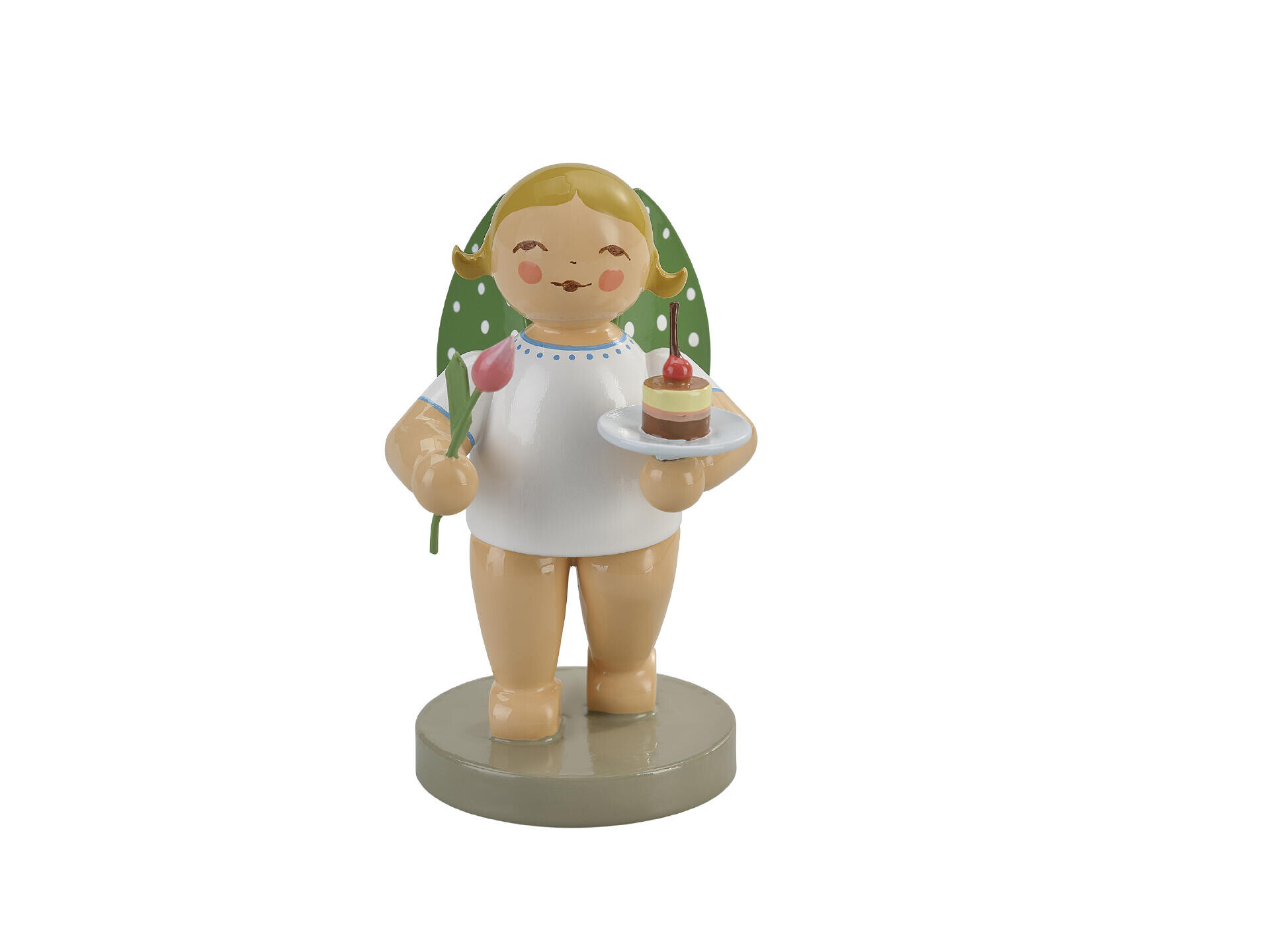 Engel met taart en tulp - blond