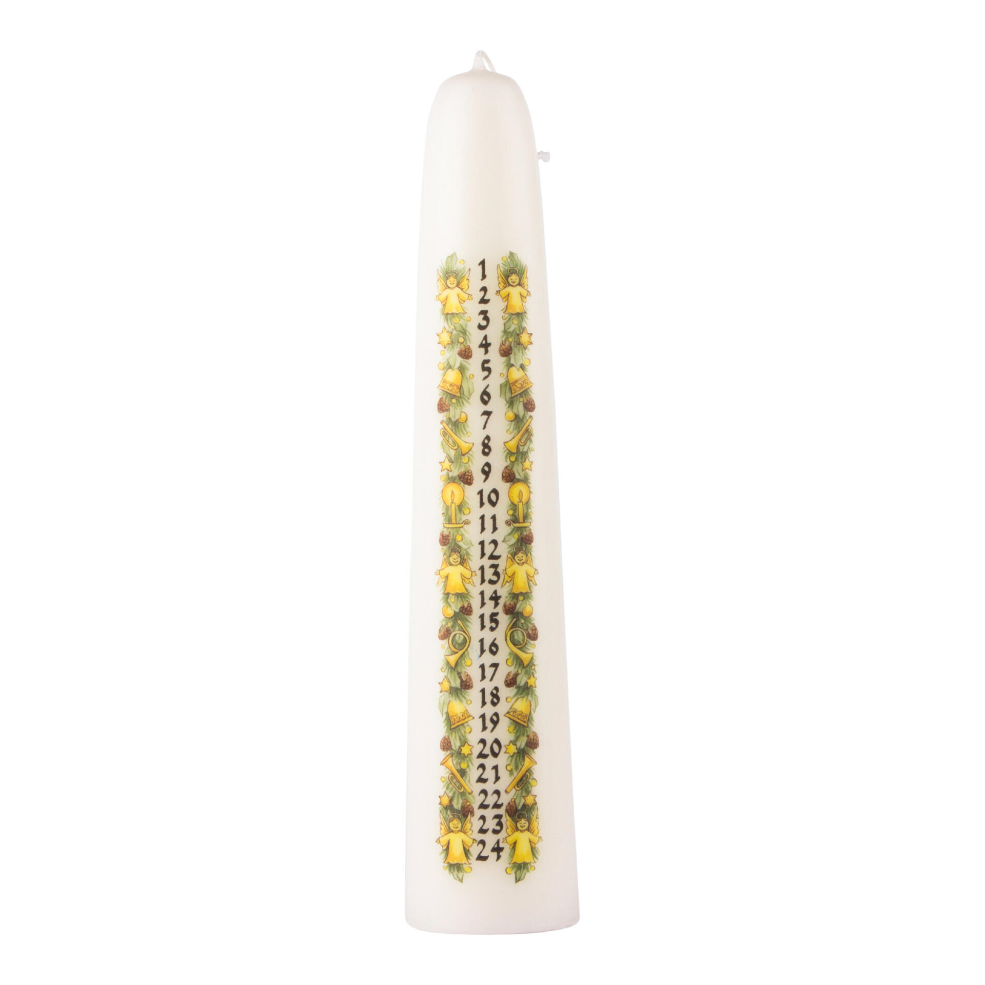 Adventkaars - groen/geel 35 cm.