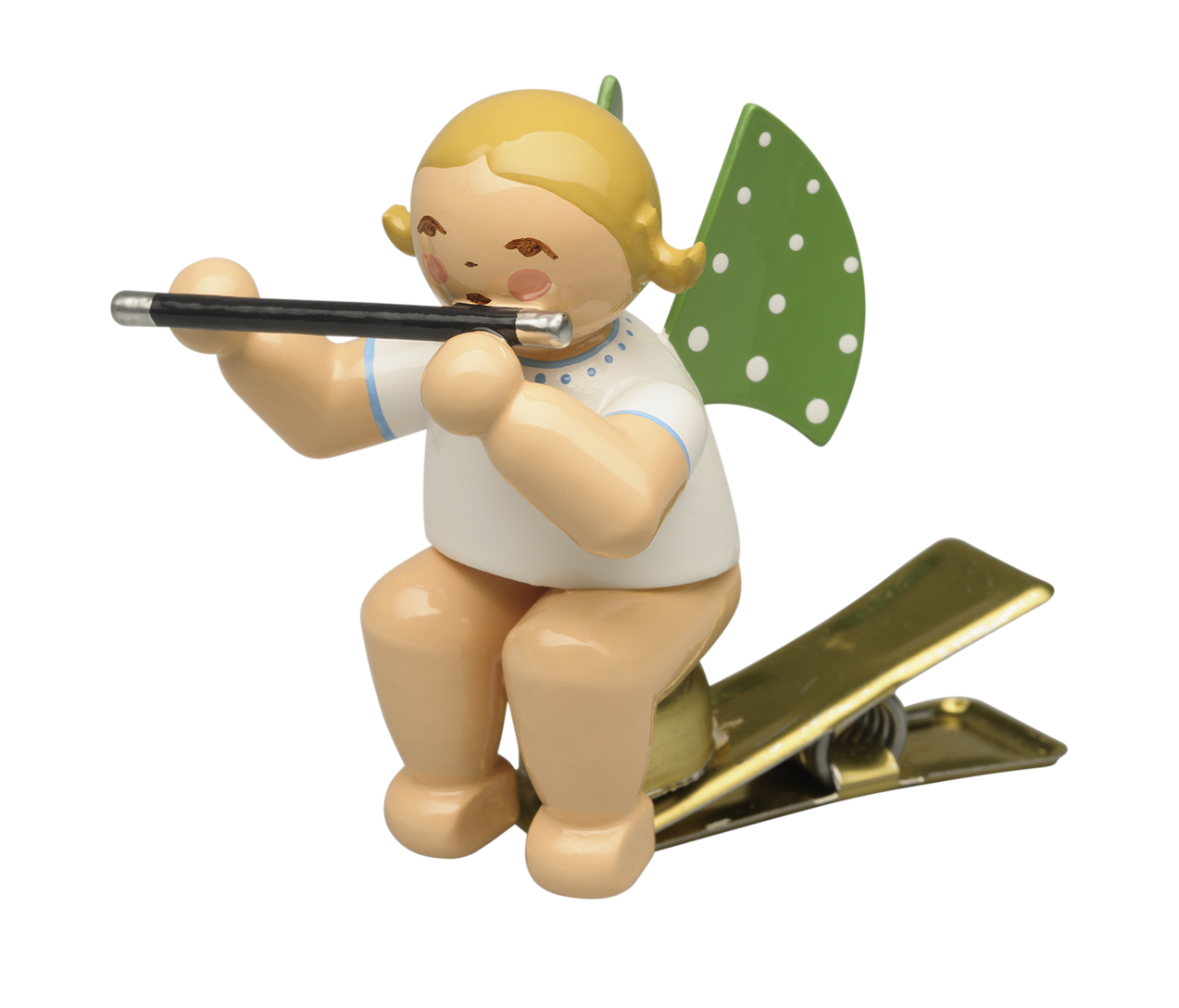 Engel met dwarsfluit - knijper (blond)