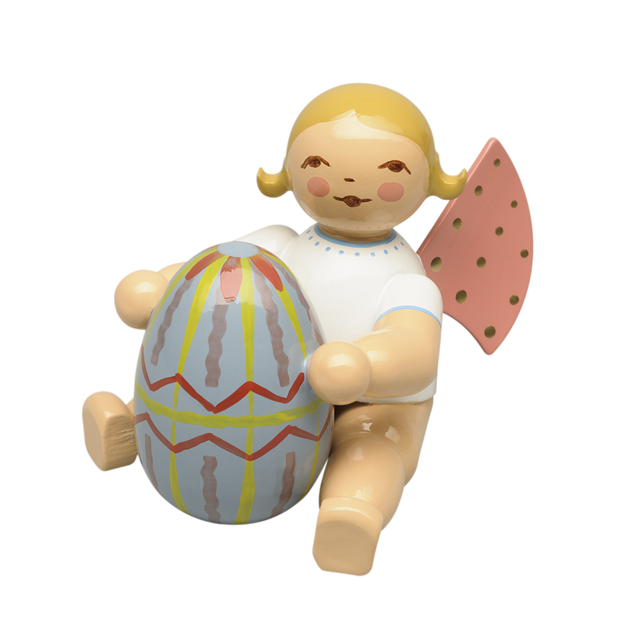 Zittende engel met Paasei - blond