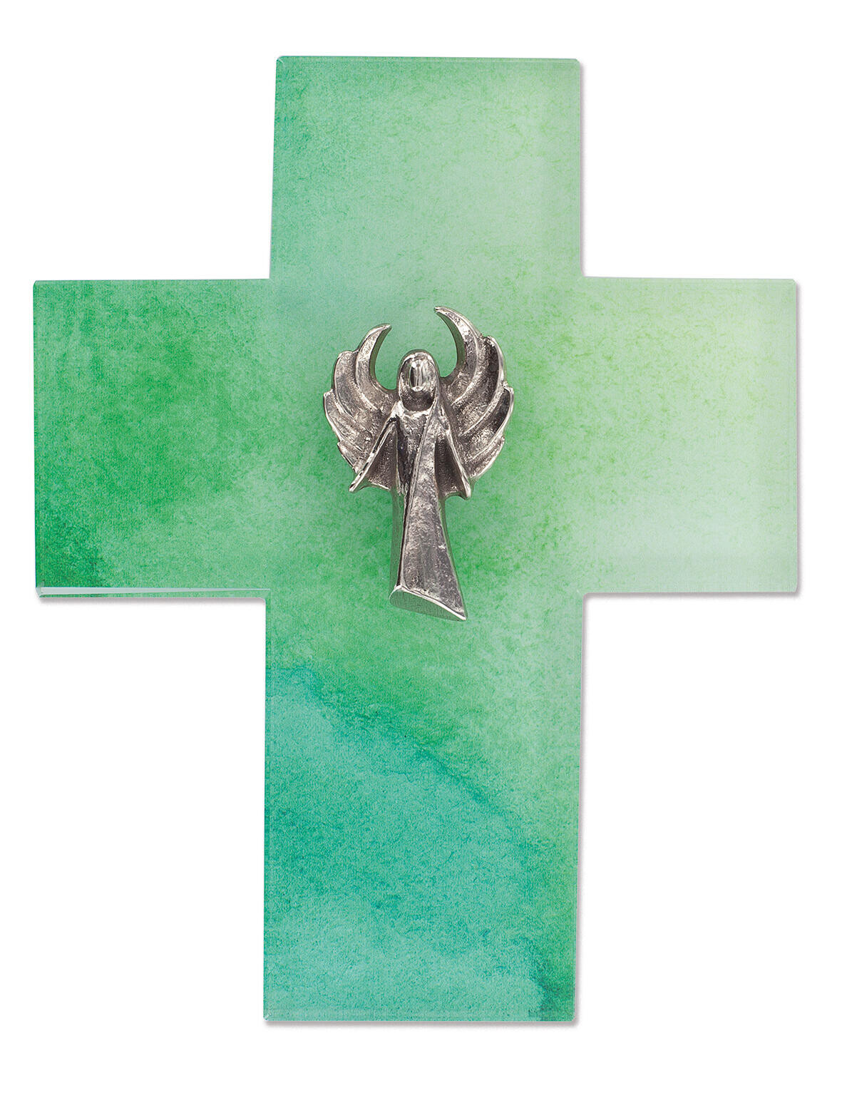 Kruis - Glaskruis met beschermengel (groen)