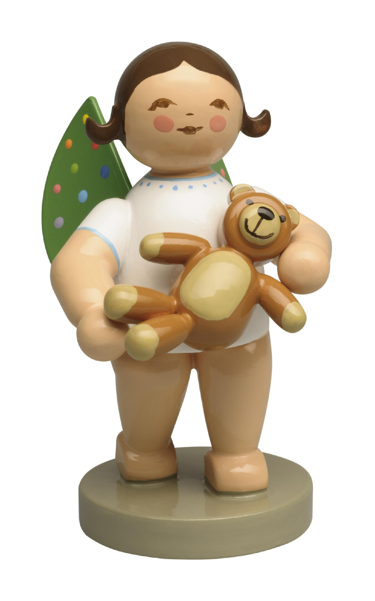 Engel met gekleurde stippen en teddybeer (bruin)