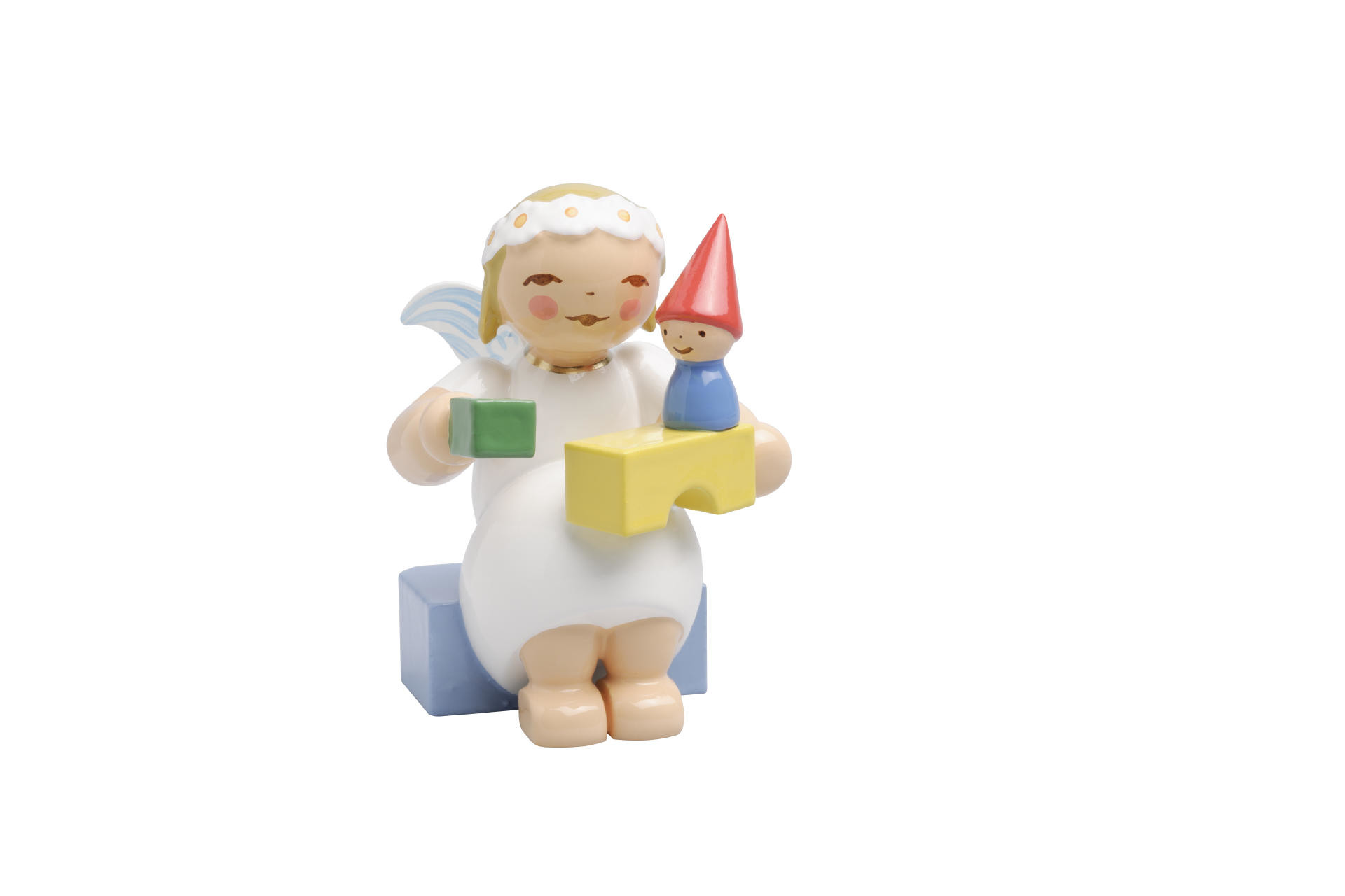 Margeritenengel met blokken - zittend