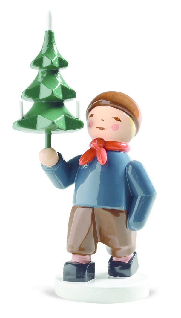 Jongen met kerstboom 