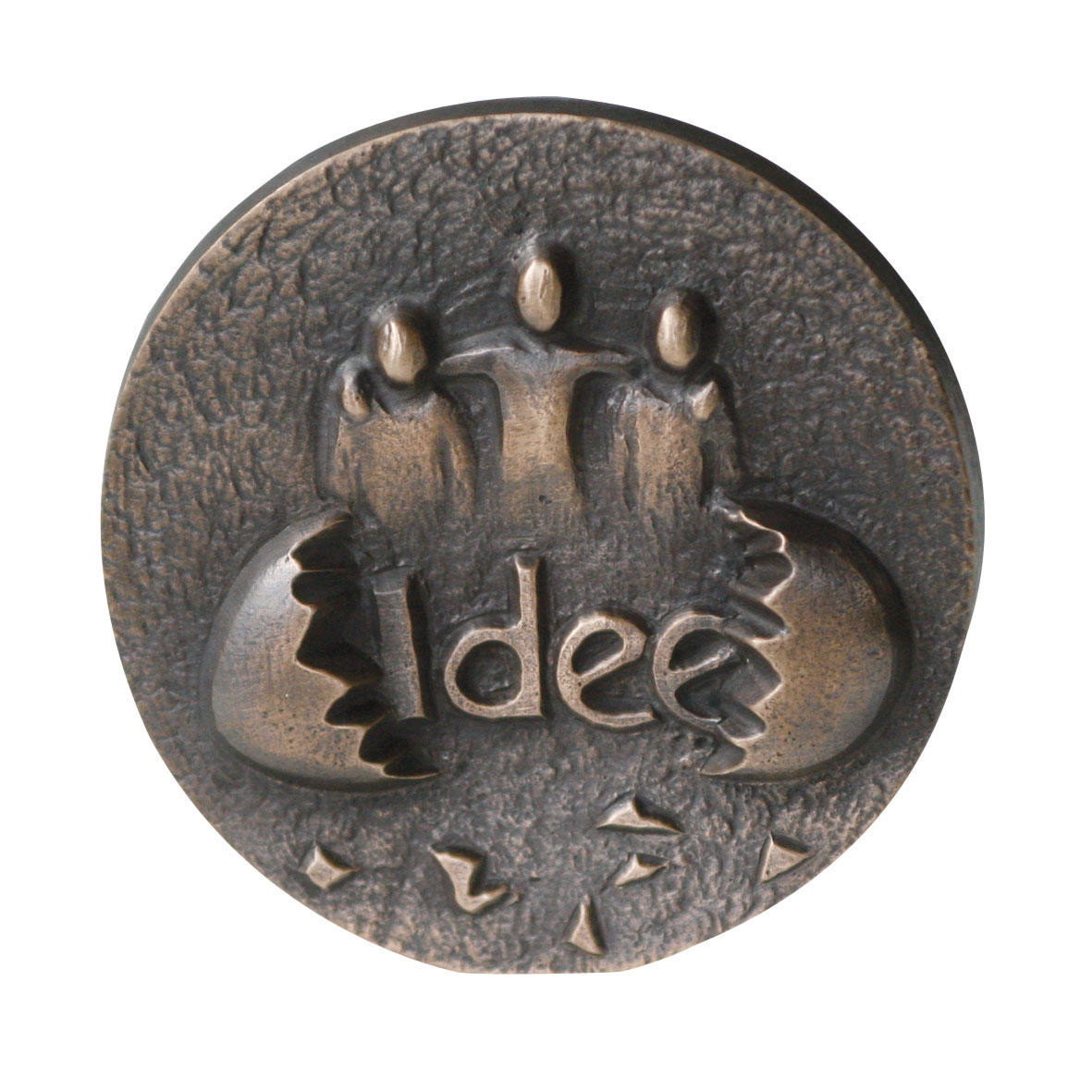 Bronzen plaquette - Een idee is geboren