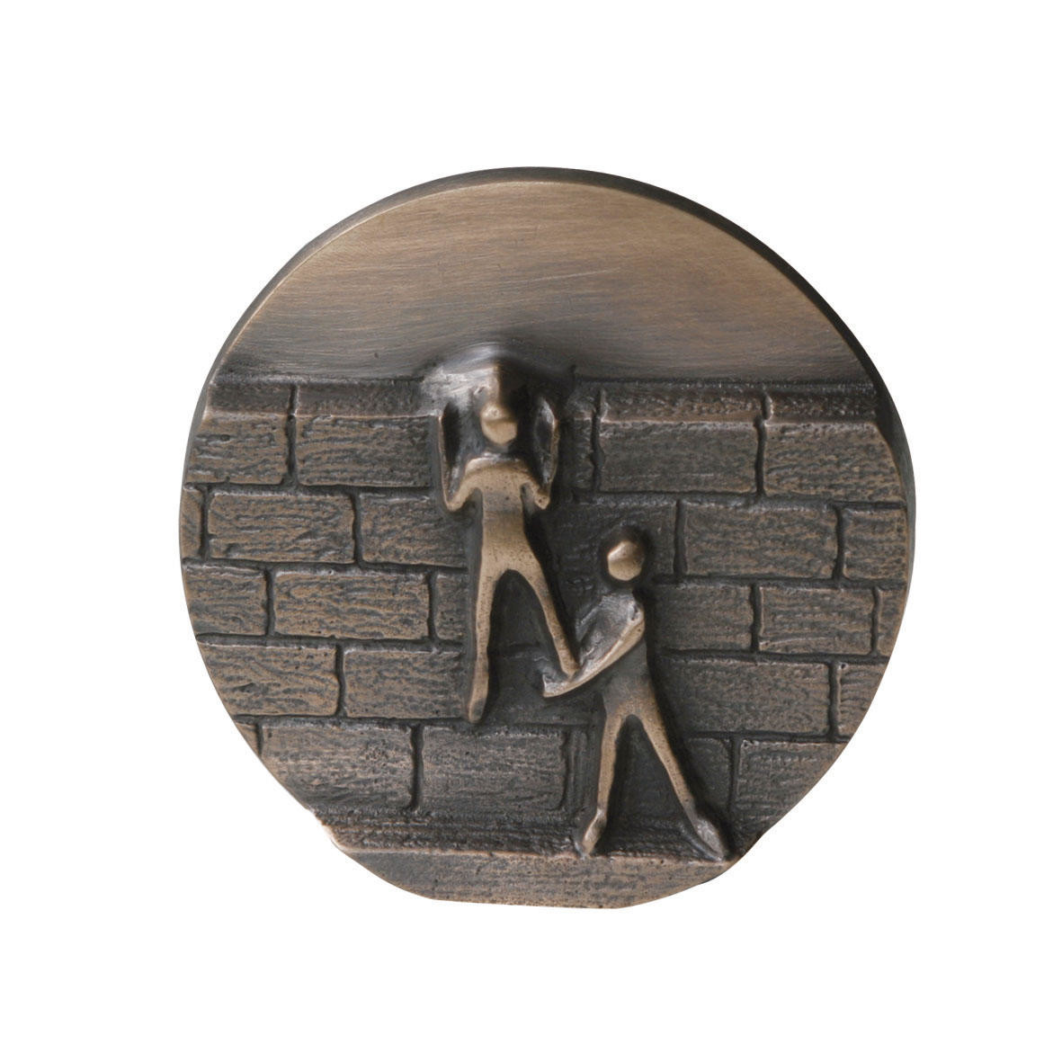 Bronzen plaquette - Muren beklimmen