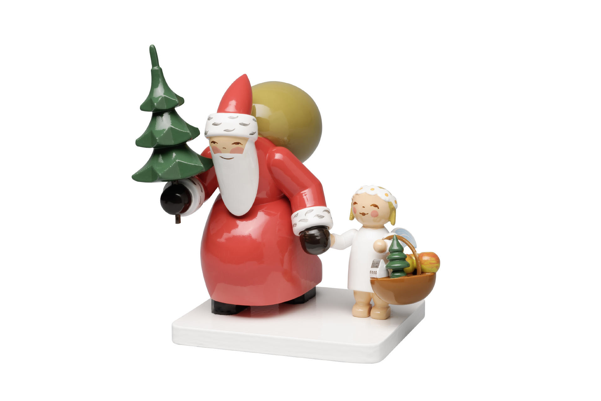 Kerstman met boom en kind